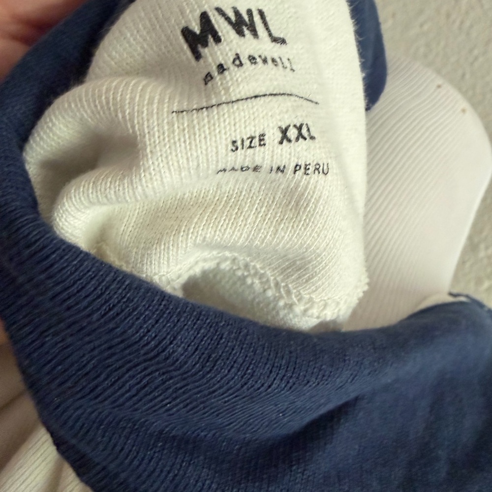 Madewell MWL Striped Rugby Polo Shirt - Navy & White Size XXL - Picture 10 of 12